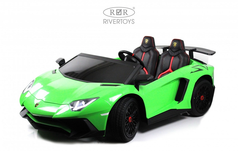 Детский электромобиль RiverToys Lamborghini Aventador SV M777MM (зеленый) Лицензия Двухместный
