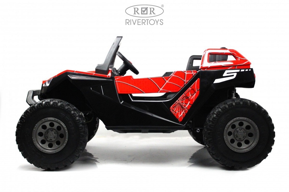 Детский электромобиль RiverToys A707AA LUX 4WD (красный Spider) Кондиционер двухместный полноприводный скорость 16 км/ч - фото6