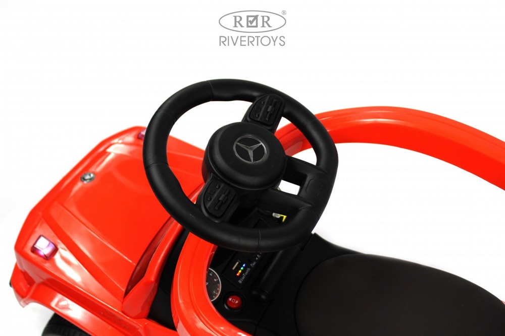 Детский толокар River Toys Mercedes-Benz G63 Z001ZZ-C (красный бриллиант) звук и свет от батареек - фото2