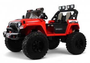 Детский электромобиль RiverToys Jeep A222AA (красный) Двухместный Полноприводный - фото