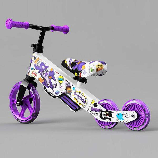 Детский беговел Small Rider Turbo Bike (фиолетовый) светящиеся колеса трансформер - фото4