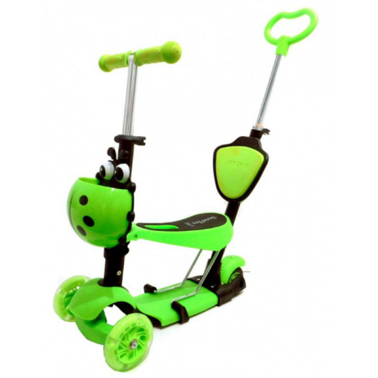 Детский самокат 21st Scooter 5 в 1 Божья коровка цвет зеленый - фото2