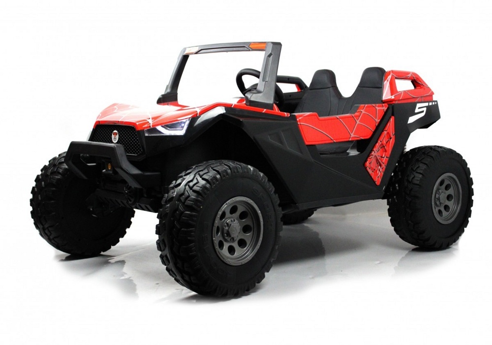 Детский электромобиль RiverToys A707AA LUX 4WD (красный Spider) Кондиционер двухместный полноприводный скорость 16 км/ч