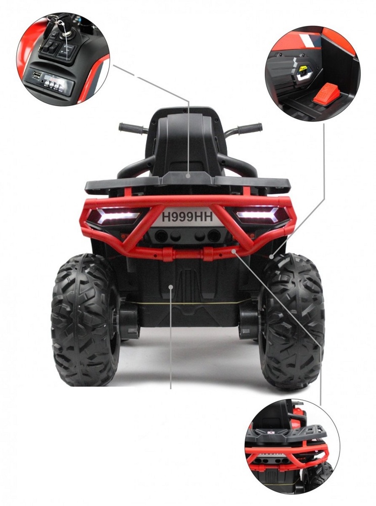 Детский электроквадроцикл RiverToys H999HH (красный) полноприводный фото-3