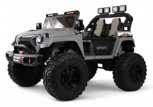 Детский электромобиль RiverToys Jeep A222AA (серый) Двухместный Полноприводный - фото