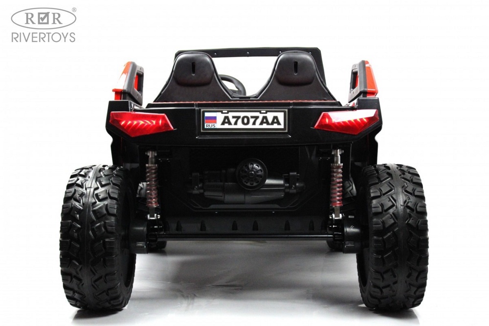 Детский электромобиль RiverToys A707AA LUX 4WD (красный Spider) Кондиционер двухместный полноприводный скорость 16 км/ч - фото5