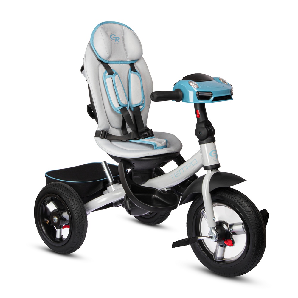 Детский трехколесный велосипед City-Ride Tempo CR-B3-11GY (голубой) Складной руль, поворот.сиденье, фара свет/звук, надув. колеса 12/10, свобод. ход - фото4