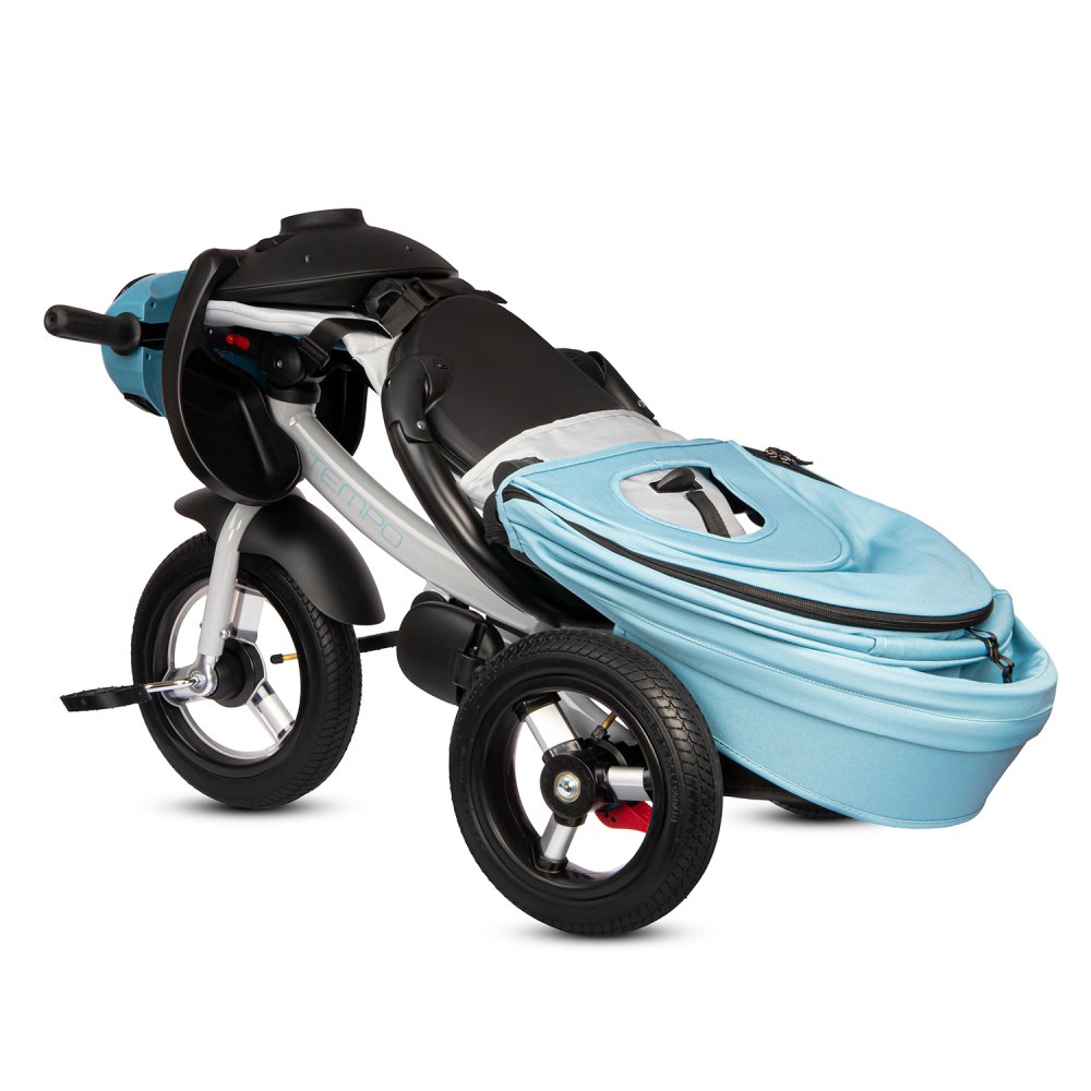 Детский трехколесный велосипед City-Ride Tempo CR-B3-11GY (голубой) Складной руль, поворот.сиденье, фара свет/звук, надув. колеса 12/10, свобод. ход - фото6
