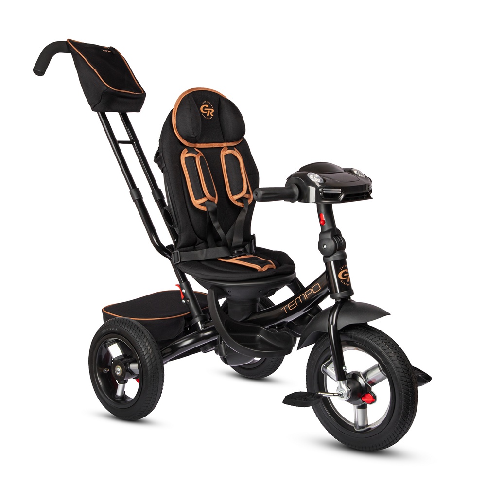 Детский трехколесный велосипед City-Ride Tempo CR-B3-11EB (черный) Складной руль, поворот.сиденье, фара свет/звук, надув. колеса 12/10, свобод. ход - фото6