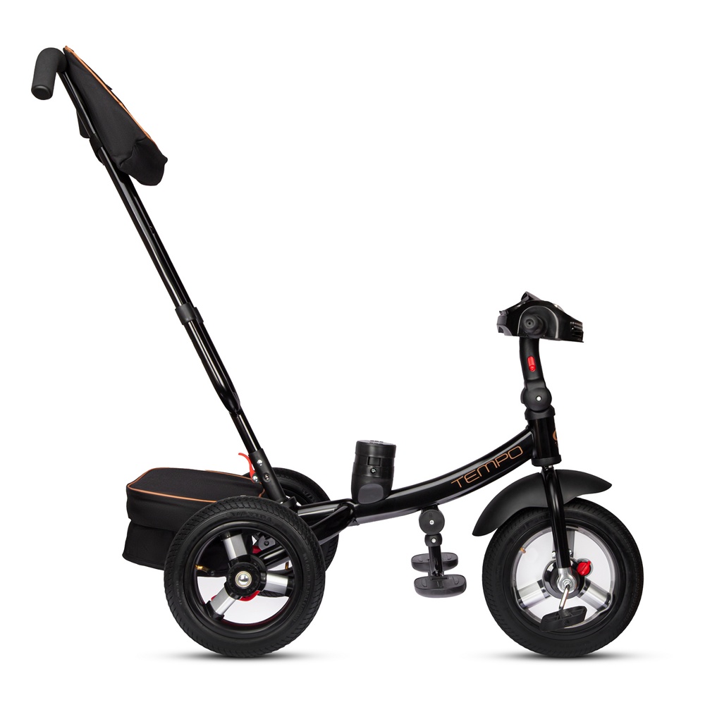 Детский трехколесный велосипед City-Ride Tempo CR-B3-11EB (черный) Складной руль, поворот.сиденье, фара свет/звук, надув. колеса 12/10, свобод. ход - фото4