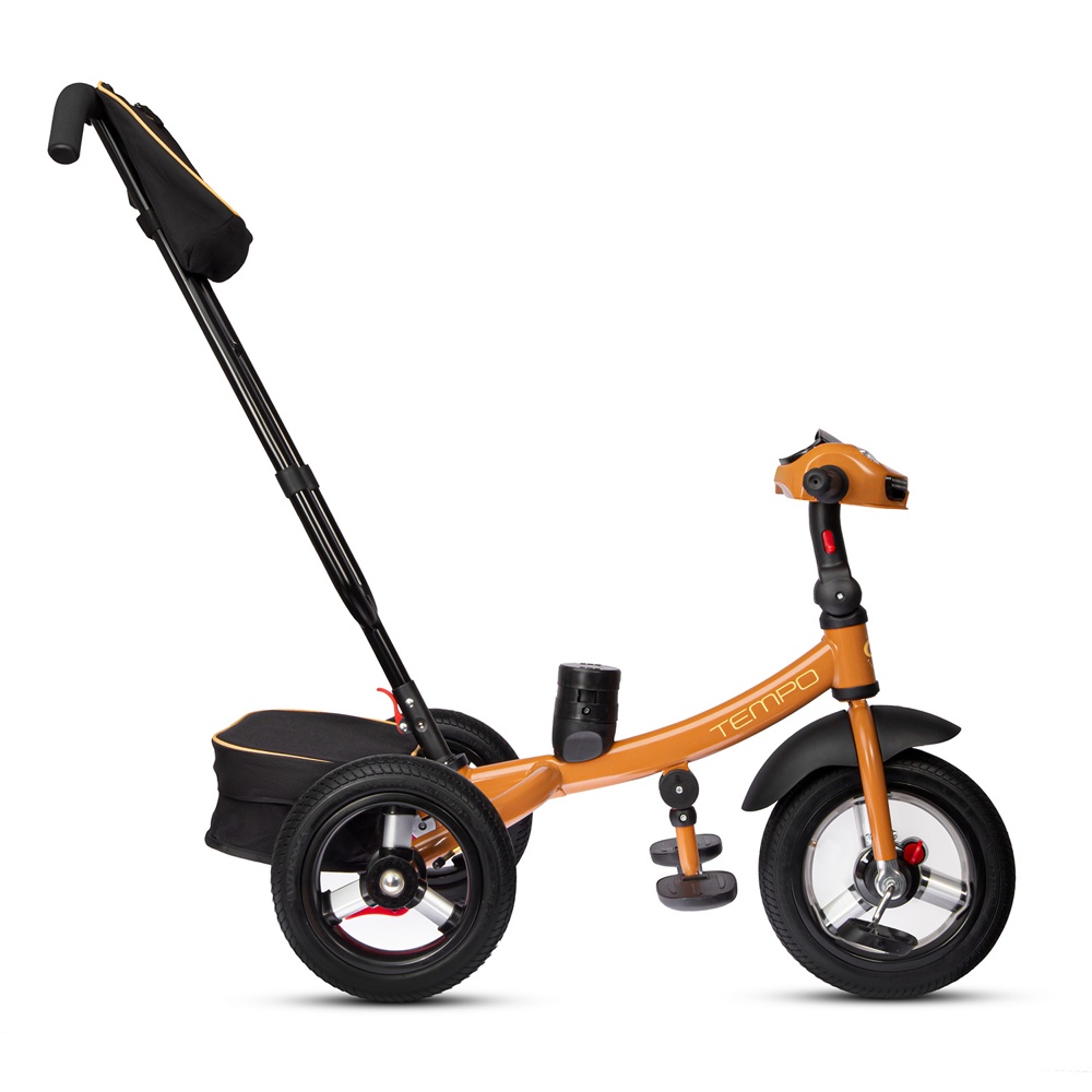 Детский трехколесный велосипед City-Ride Tempo CR-B3-11BK (оранжевый) Складной руль, поворот.сиденье, фара свет/звук, надув. колеса 12/10, свобод. ход - фото5