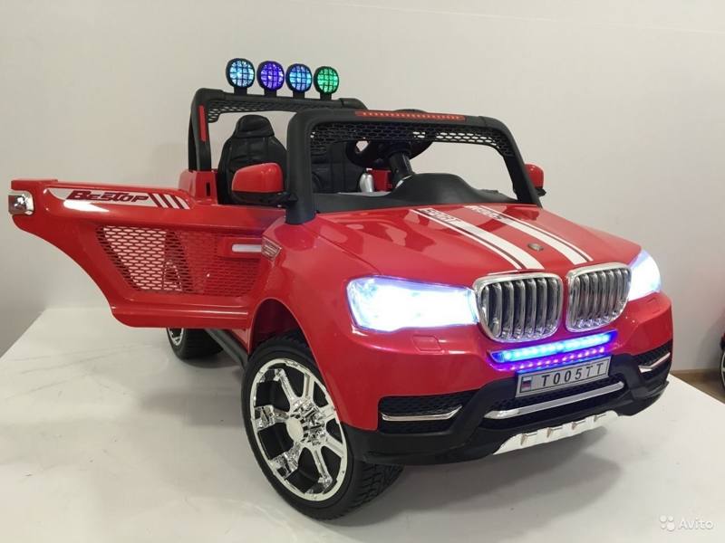 Детский электромобиль RiverToys T005TT 4WD (красный) полноприводный двухместный BMW - фото2