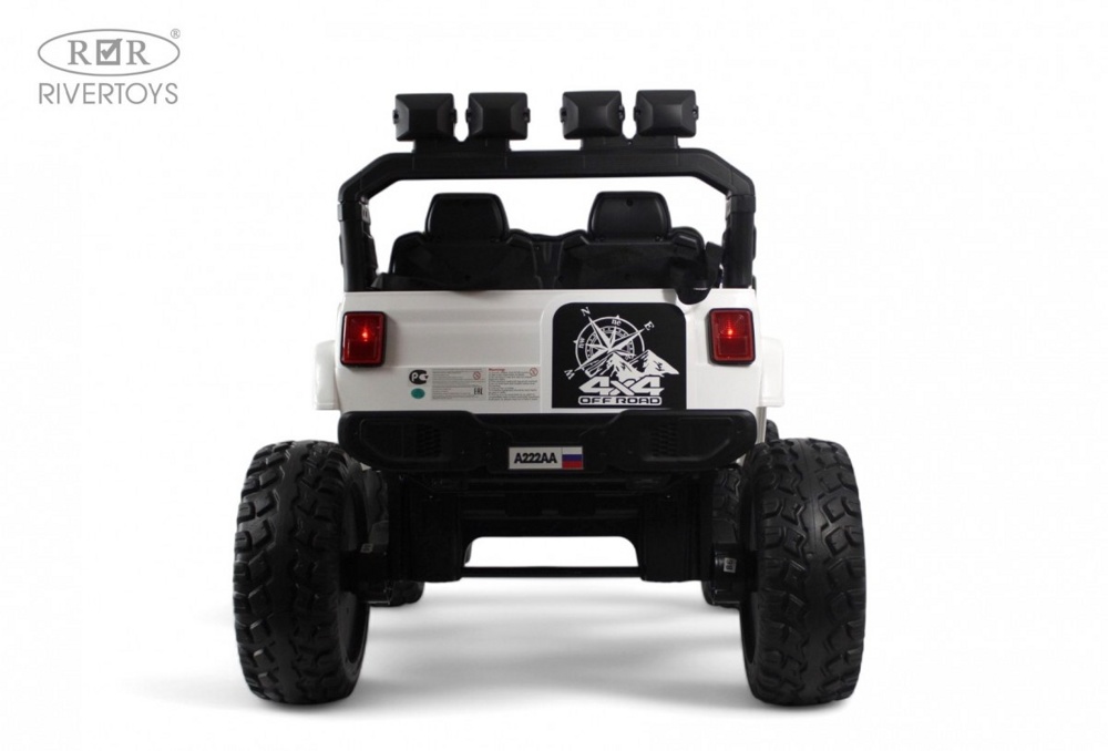 Детский электромобиль RiverToys Jeep A222AA (белый) Двухместный Полноприводный - фото6