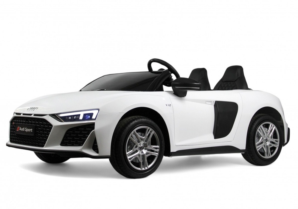 Детский электромобиль RiverToys Audi R8 M333MM (белый) Лицензионная модель Двухместный До 100 кг. Скорость до 14 км/ч