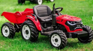 Детский электромобиль Baby Driver R444 (красный) Тракторс John Deere с электрическим прицепом, лопатой, дистанционный пульт - фото