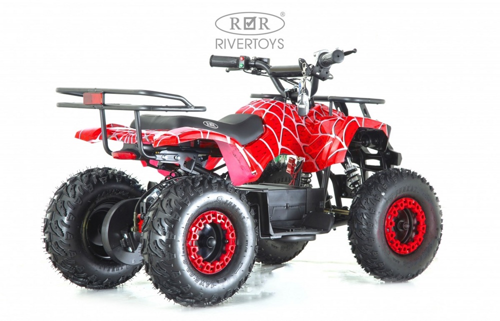 Детский электроквадроцикл RiverToys TIKI LUX (красный Spider) скорость 25 км/ч до 65кг. - фото2