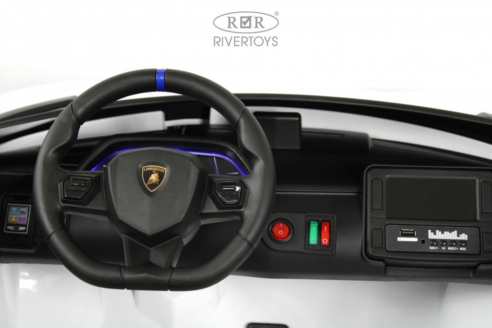 Детский электромобиль RiverToys K999PX (белый) Lamborghini Двухместный, полноприводный - фото3