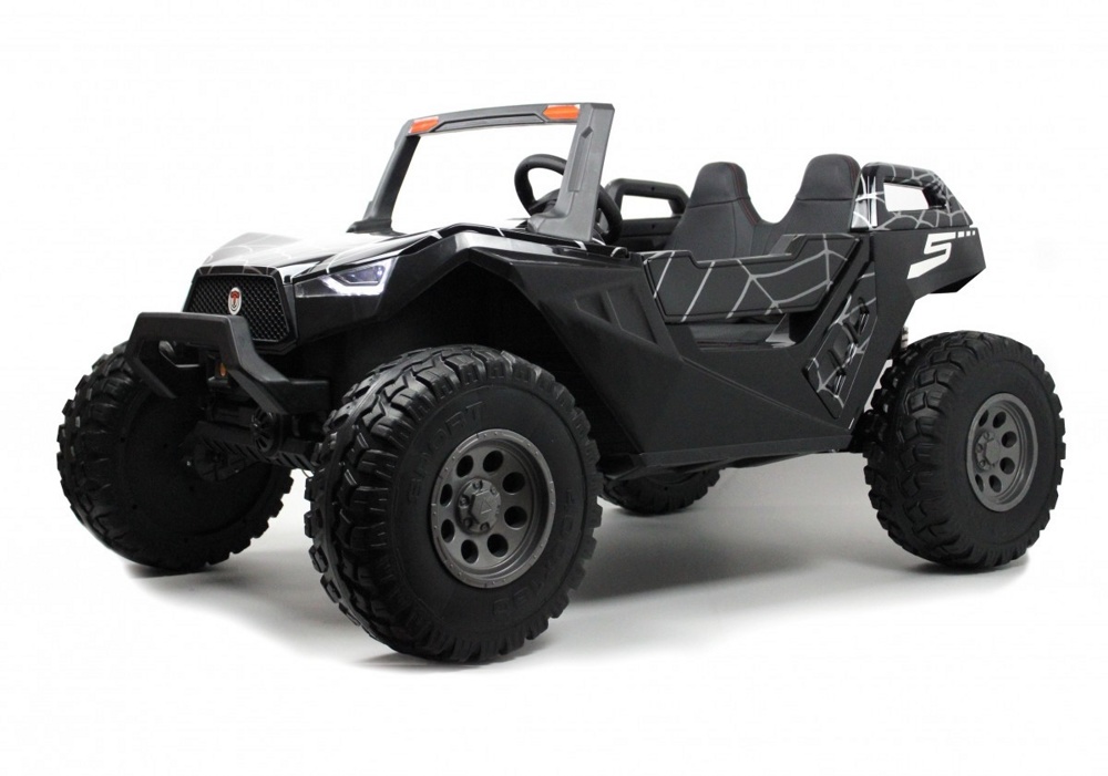 Детский электромобиль RiverToys A707AA LUX 4WD (чёрный Spider) Кондиционер двухместный полноприводный скорость 16 км/ч