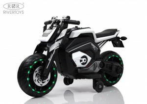Детский электромобиль, мотоцикл RiverToys X111XX (белый) - фото