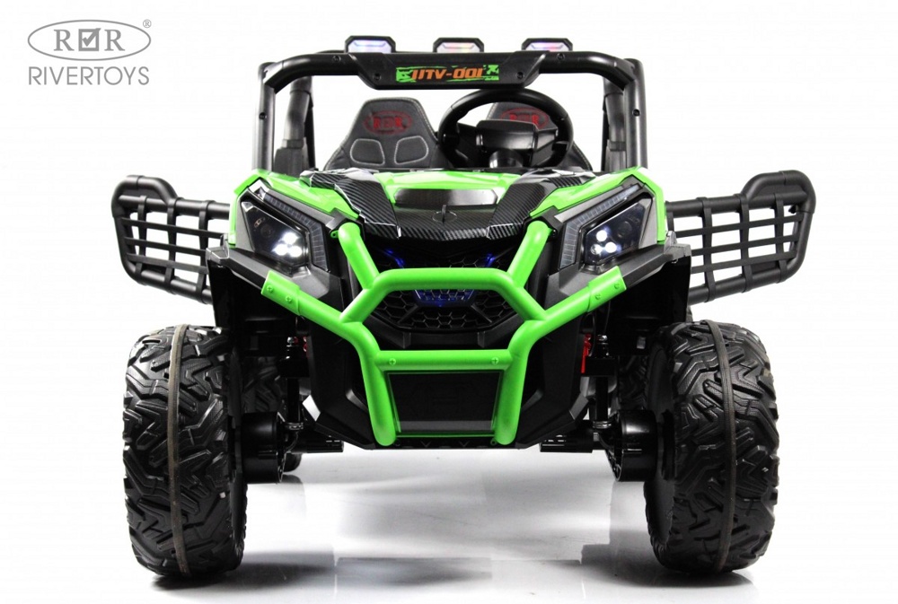 Детский электромобиль RiverToys K777KK 4WD (зелёный) Buggy Полноприводный Двухместный - фото2