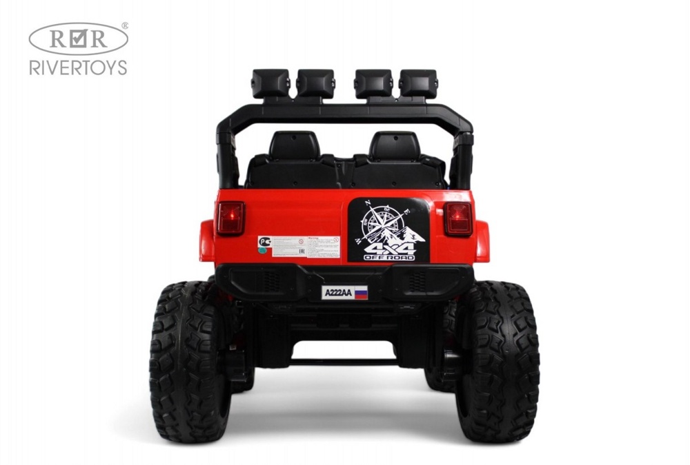 Детский электромобиль RiverToys Jeep A222AA (красный) Двухместный Полноприводный - фото6
