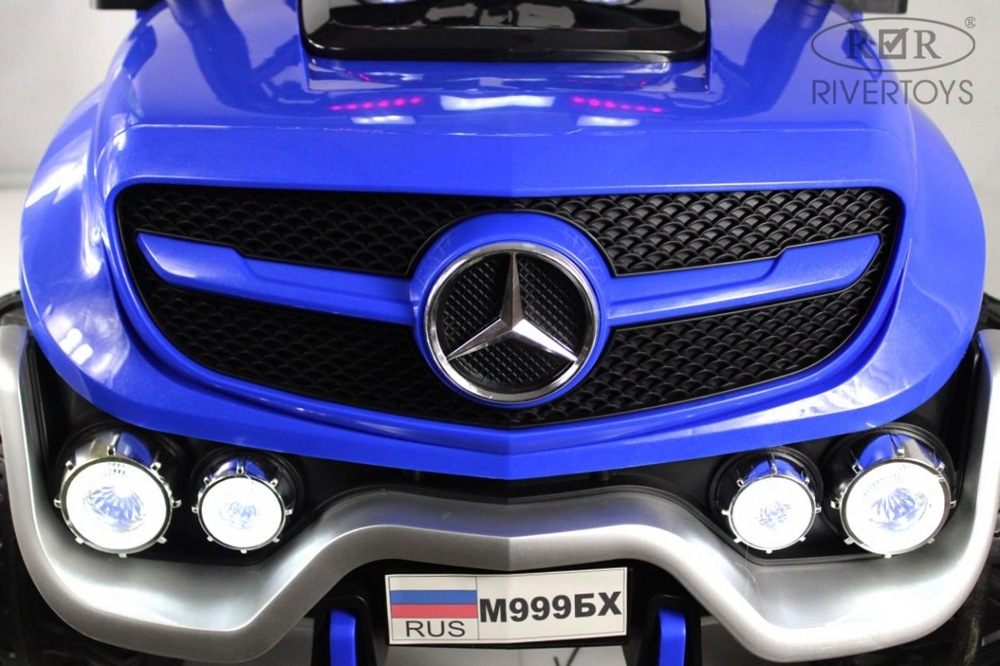 Детский электромобиль RiverToys М999БХ (синий) Mercedes Полноприводный Двухместный - фото4