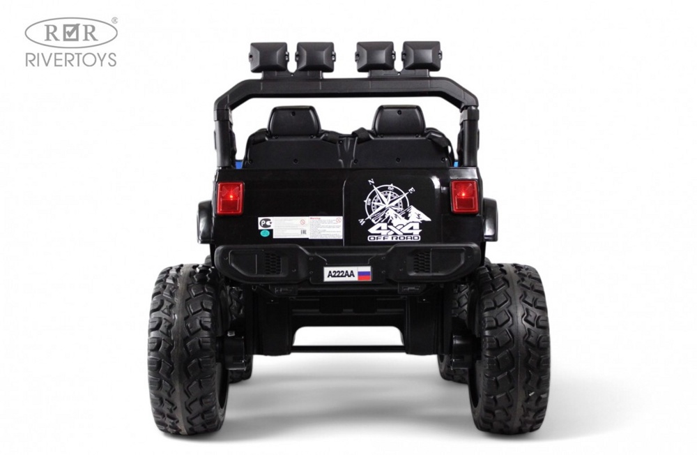 Детский электромобиль RiverToys Jeep A222AA (черный) Двухместный Полноприводный - фото5