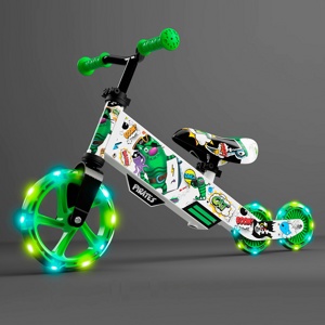 Детский беговел Small Rider Turbo Bike (зеленый) светящиеся колеса трансформер - фото