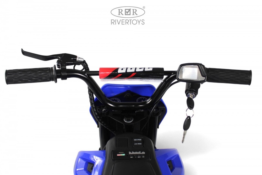 Детский электромотоцикл RiverToys E777KX (синий) Двухместный - фото5