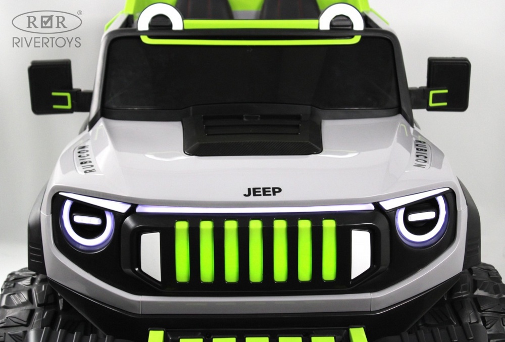 Детский электромобиль RiverToys E007EE (серо-зелёный) Полноприводный Jeep Rubicon - фото2