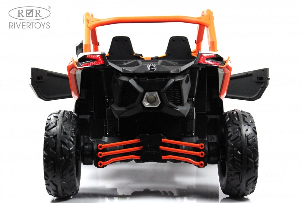 Детский электромобиль RiverToys BRP Can-Am Maverick Y111YY (оранжевый) Лицензия Двухместный Полноприводный - фото3