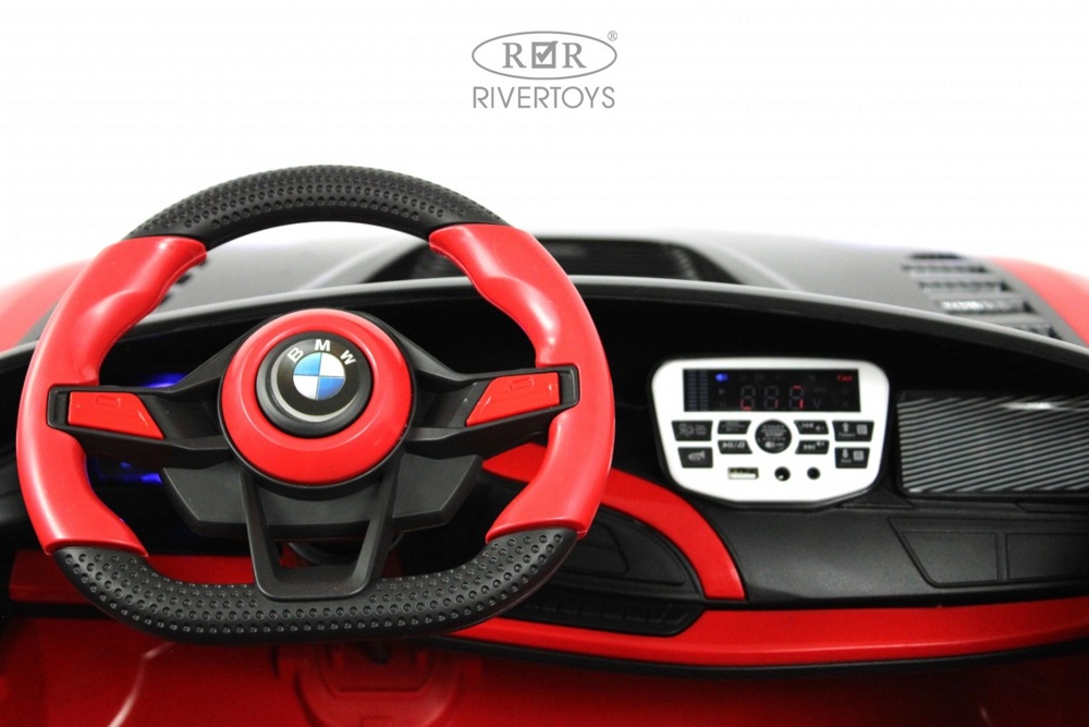 Детский электромобиль RiverToys G007GG (красный) BMW Двухместный - фото5