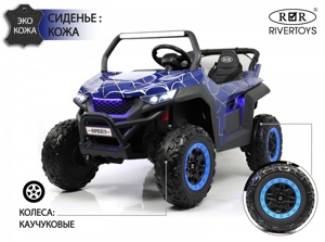 Детский электромобиль RiverToys T777TT 4WD (синий паук) Buggy Полноприводный, двухместный - фото
