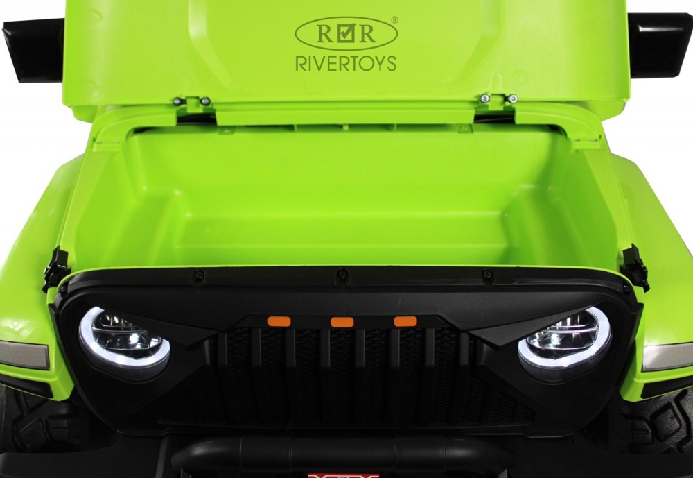 Детский электромобиль RiverToys Jeep A222AA (зеленый) Двухместный Полноприводный - фото3