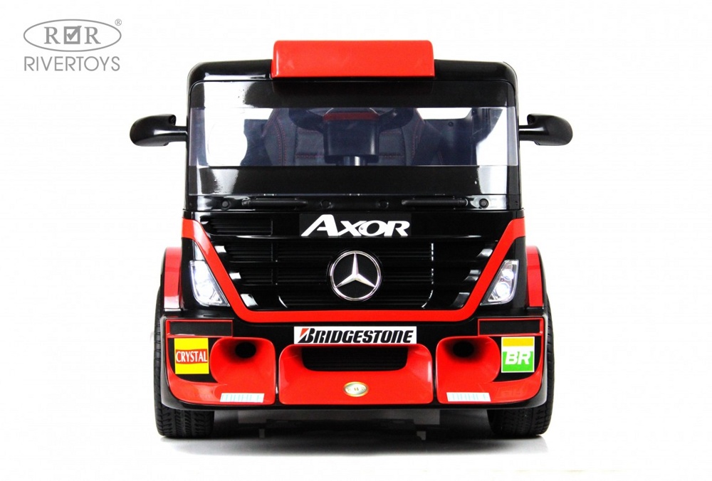 Детский электромобиль RiverToys Mercedes-Benz Axor с прицепом H777HH (красный) Лицензия с пультом - фото2