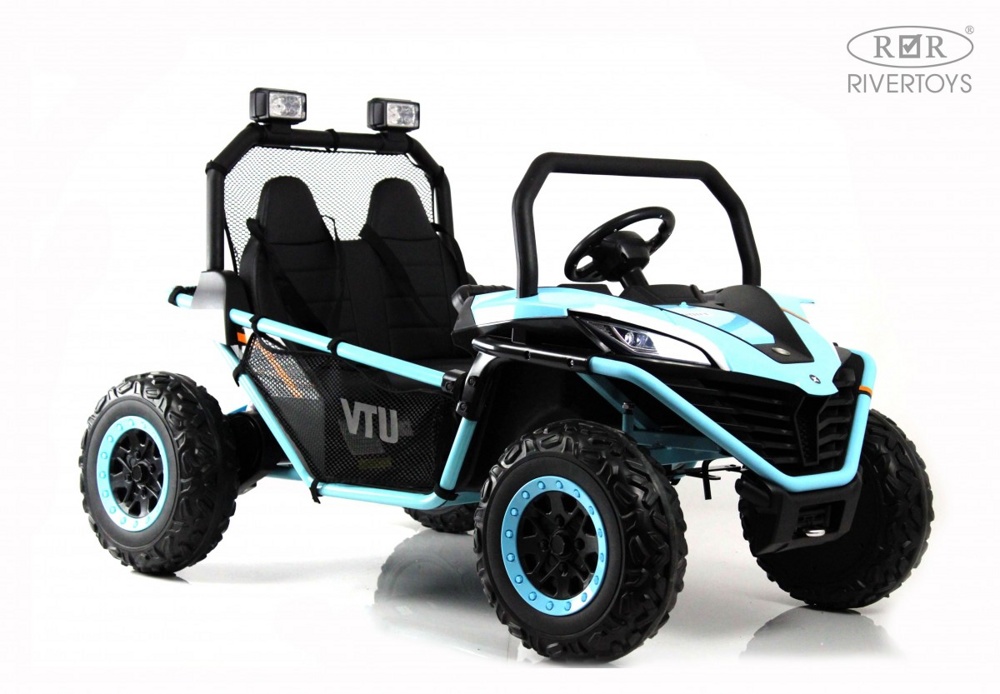 Детский электромобиль RiverToys P555PP (голубой) Buggy Двухместный с пультом