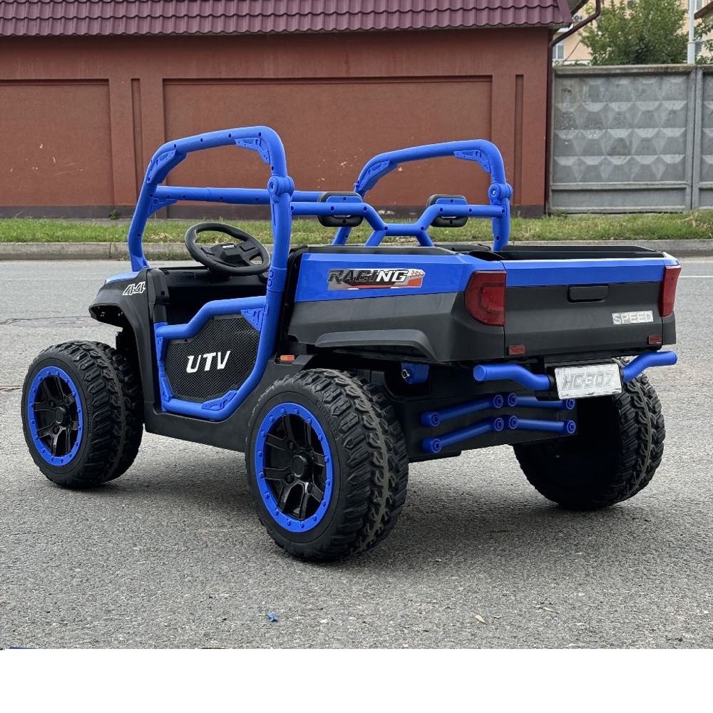 Детский электромобиль Baby Driver F333 Buggy (синий) Полноприводный, двухместный с лопаткой, большим электрокузовом, ключом фото-4