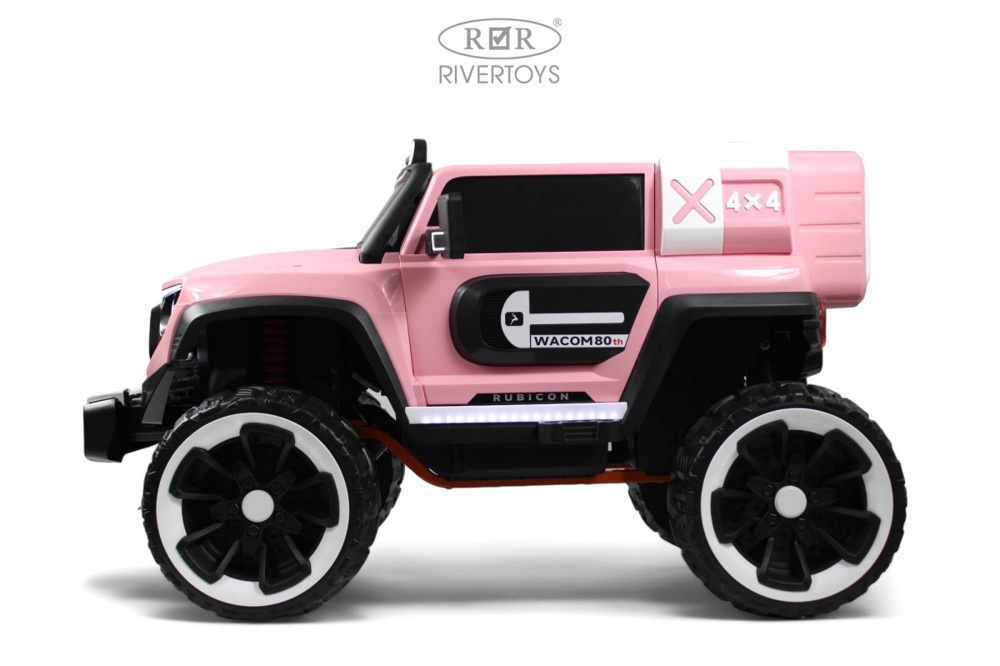 Детский электромобиль RiverToys E007EE (розовый) Полноприводный Jeep Rubicon - фото3