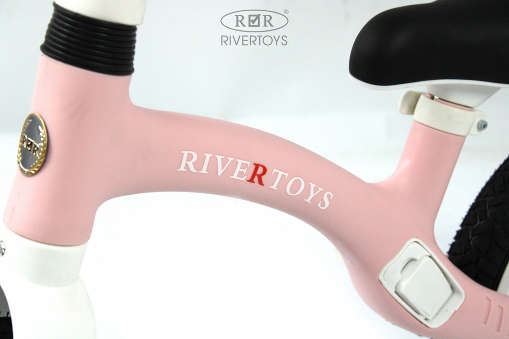 Детский беговел RiverToys HB-001 (розовый) 12 дюймов, подсветка колёс - фото3