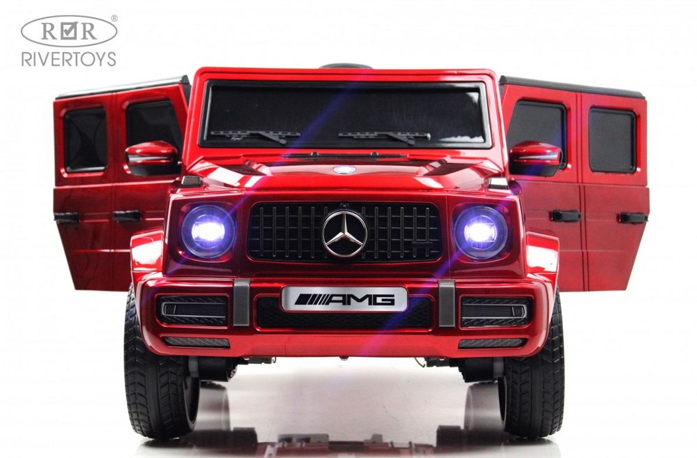 Детский электромобиль RiverToys Mercedes-AMG G63 4WD G333GG (красный глянец) Полноприводный - фото2