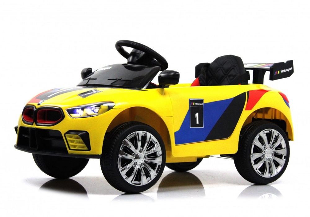 Детский электромобиль RiverToys F444FF (желтый) BMW Режим качалки