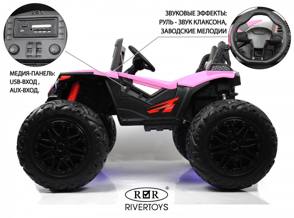 Детский электромобиль RiverToys A999AA (розовый) - фото6