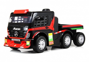 Детский электромобиль RiverToys Mercedes-Benz Axor с прицепом H777HH (красный) Лицензия с пультом - фото