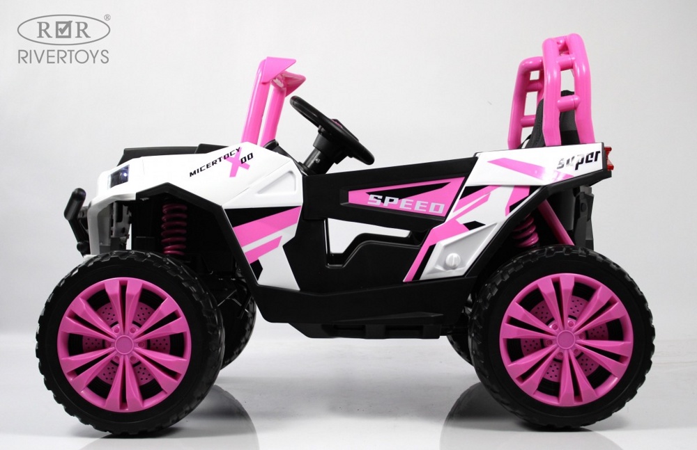 Детский электромобиль RiverToys F888FF-A (розовый) Функция качалки - фото6