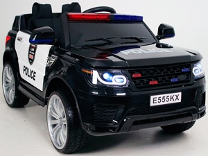 Детский электромобиль RiverToys Range Rover E555KX (черный, полиция) - фото