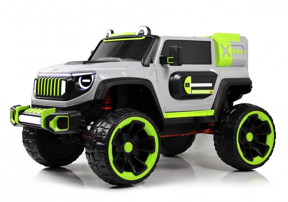 Детский электромобиль RiverToys E007EE (серо-зелёный) Полноприводный Jeep Rubicon