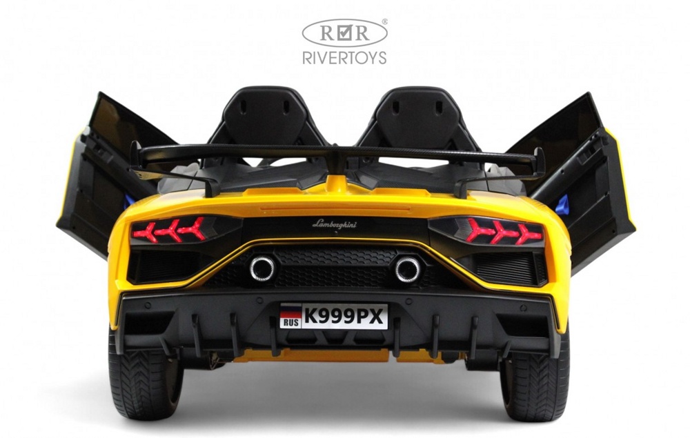 Детский электромобиль RiverToys K999PX (жёлтый) Lamborghini Двухместный, полноприводный - фото4