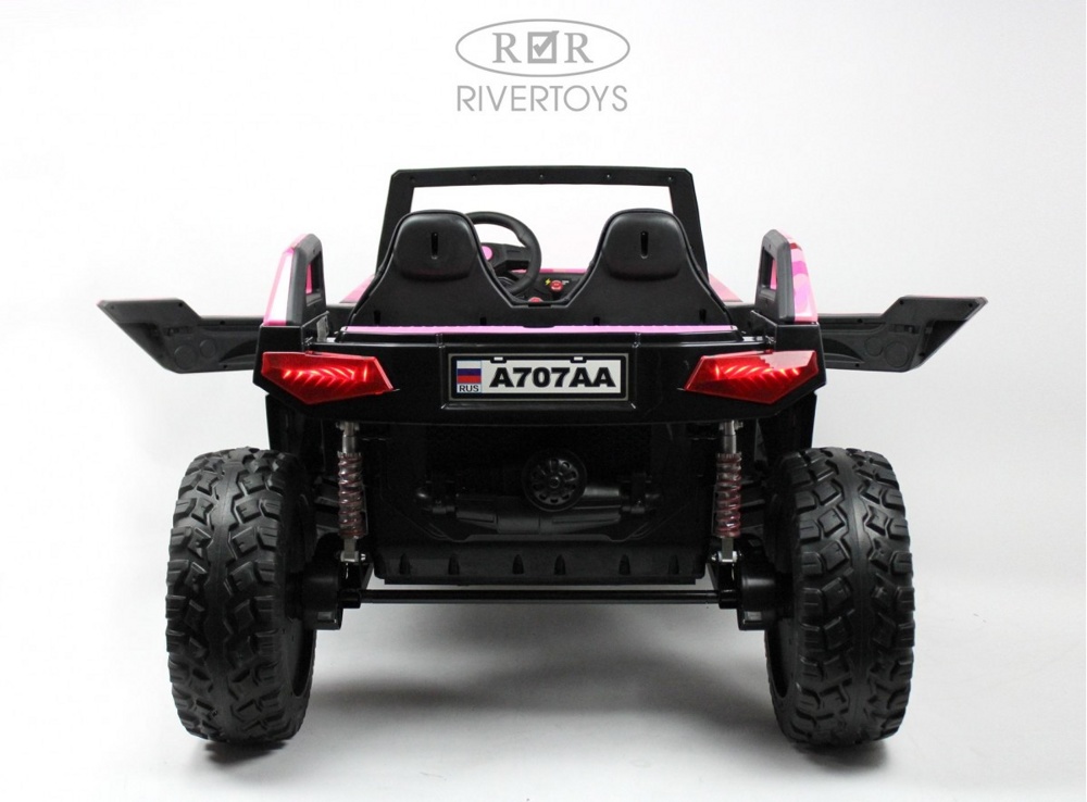 Детский электромобиль RiverToys Buggy A707AA 4WD (розовый камуфляж) Кондиционер двухместный полноприводный - фото6