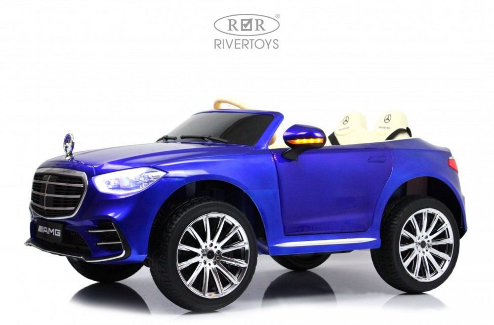 Детский электромобиль RiverToys М333БХ (синий глянец) Mercedes Лицензия Полный привод