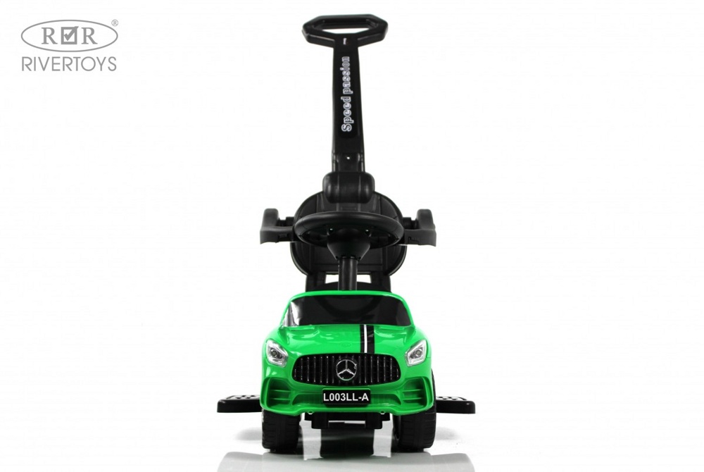 Детский толокар RiverToys L003LL-A (зеленый) Mercedes с ручкой управления - фото6